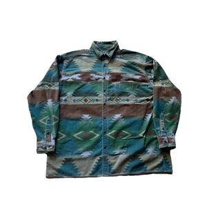 VTG Woolrich Mens Long Sleeve Aztec Pattern Button Up Size 2XL Made in USA